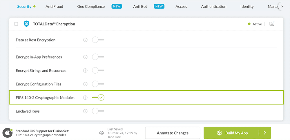 FIPS 140-2 Cryptographic Modules option