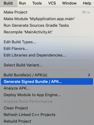 Generate Signed Bundle Apk