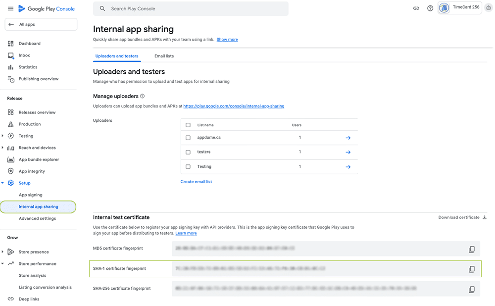 Internal App Sharing