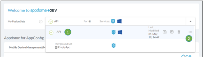 Select API from menu