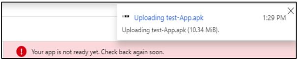Waiting for the app to finish uploading