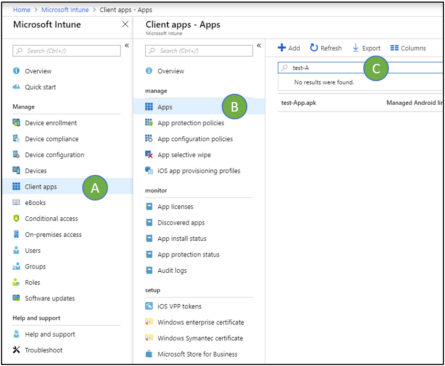 Select the Build app from Microsoft InTune