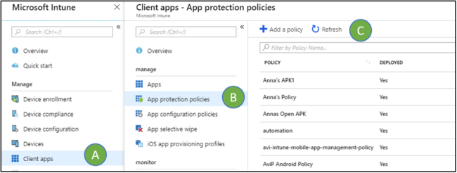 Select a policy from the group