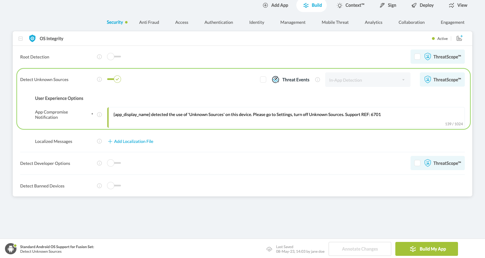Detect Unknown Sources option