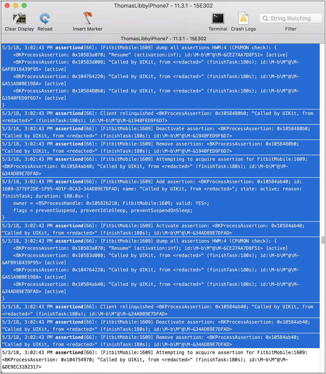 Gathering logs via iOS console app as an alternative 
