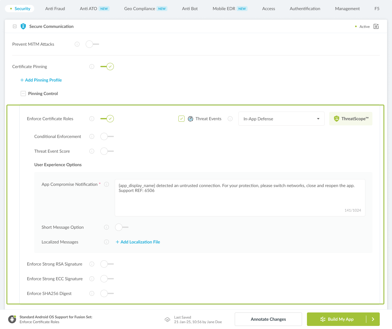 Enforce Certificate Roles option
