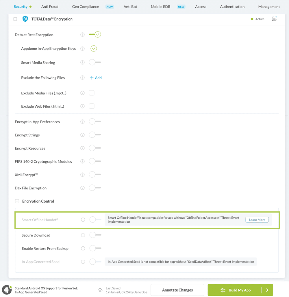 Data At Rest Encryption > Smart Offline Handoff