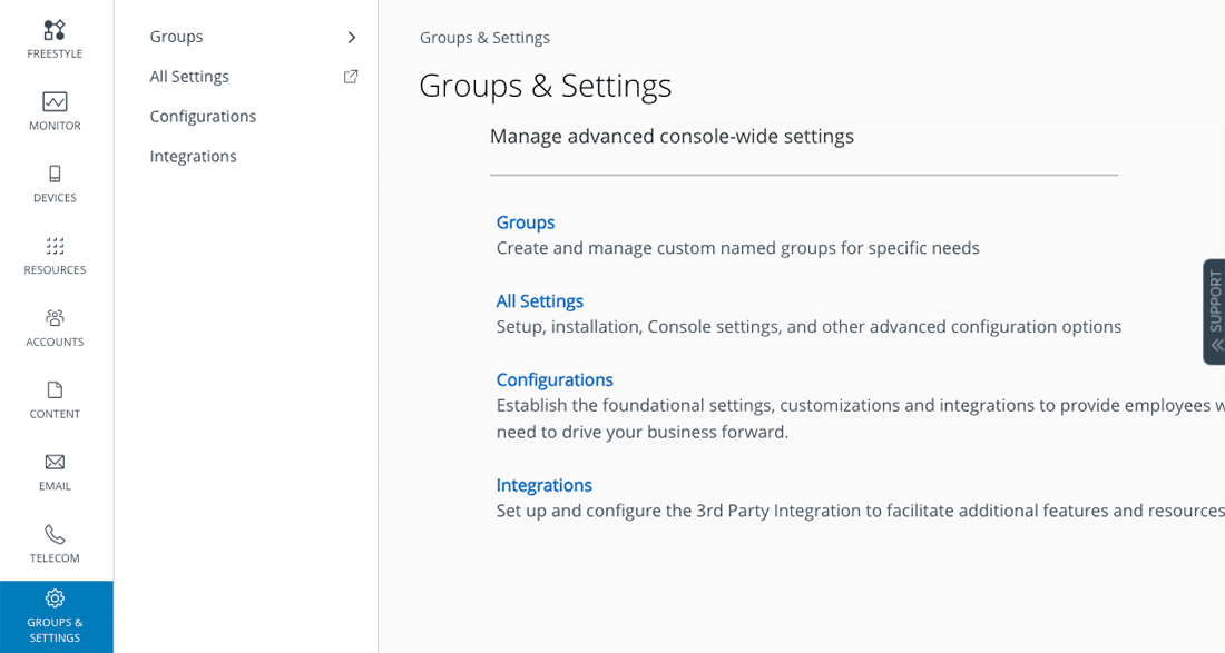 Groups & Settings
