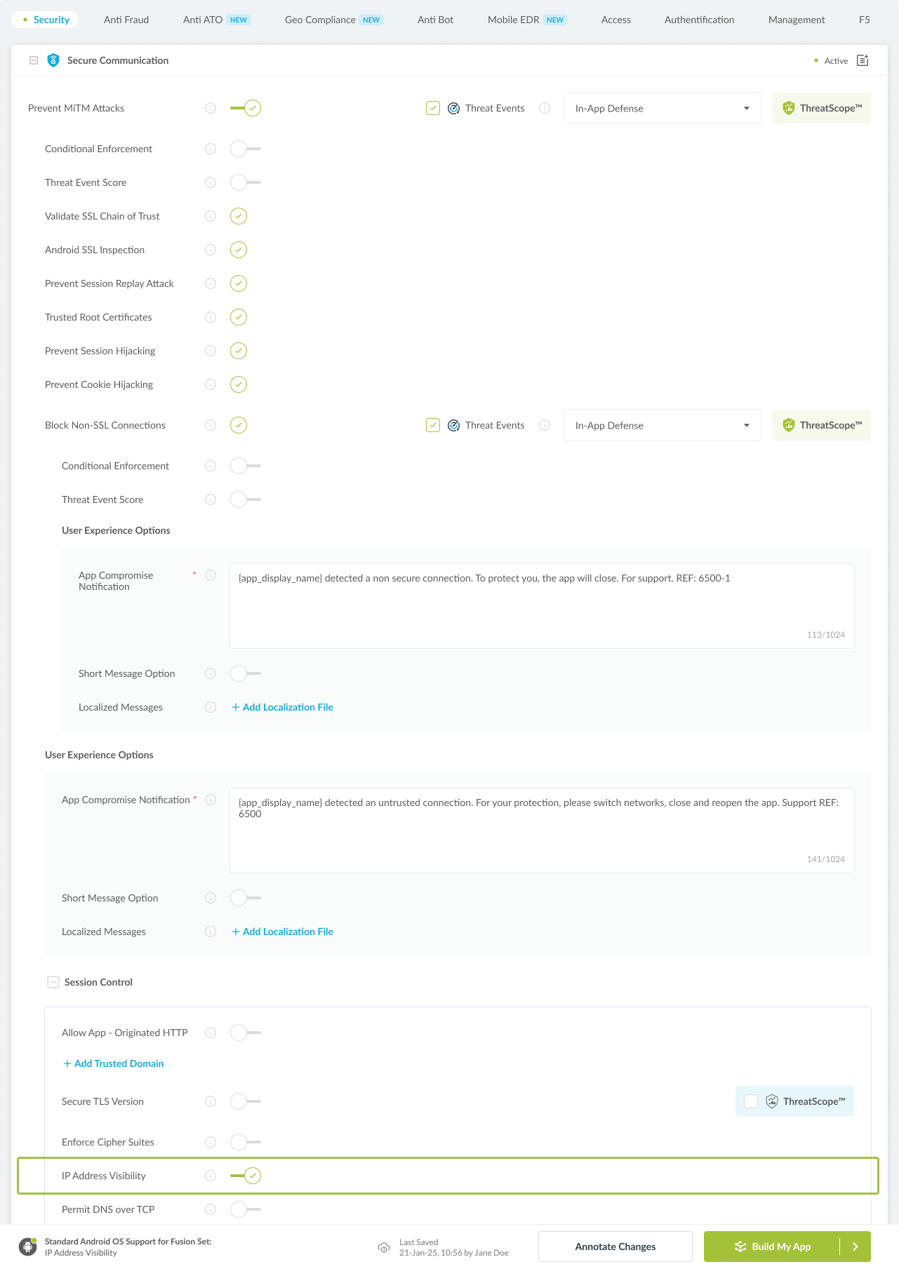IP Address Visibility option