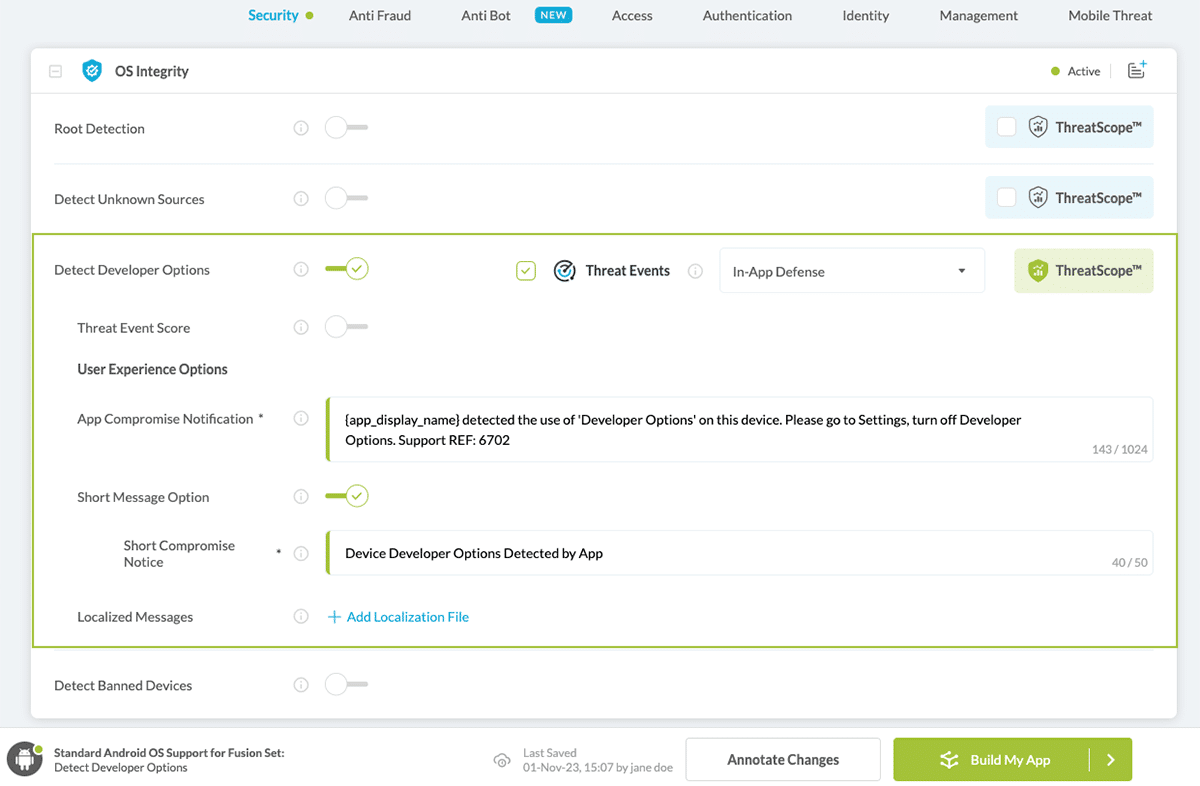 Detect Developer Options option