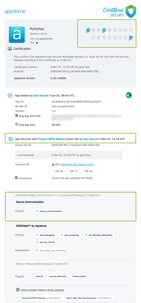 Prevent MitM Attacks shown in Certificate secure