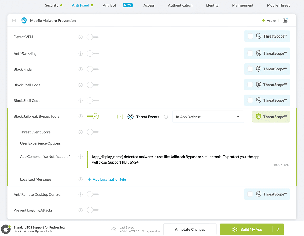 Block Jailbreak Bypass Tools option