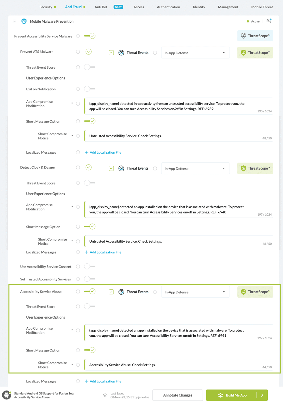 Allow Accessibility with Specified Apps option