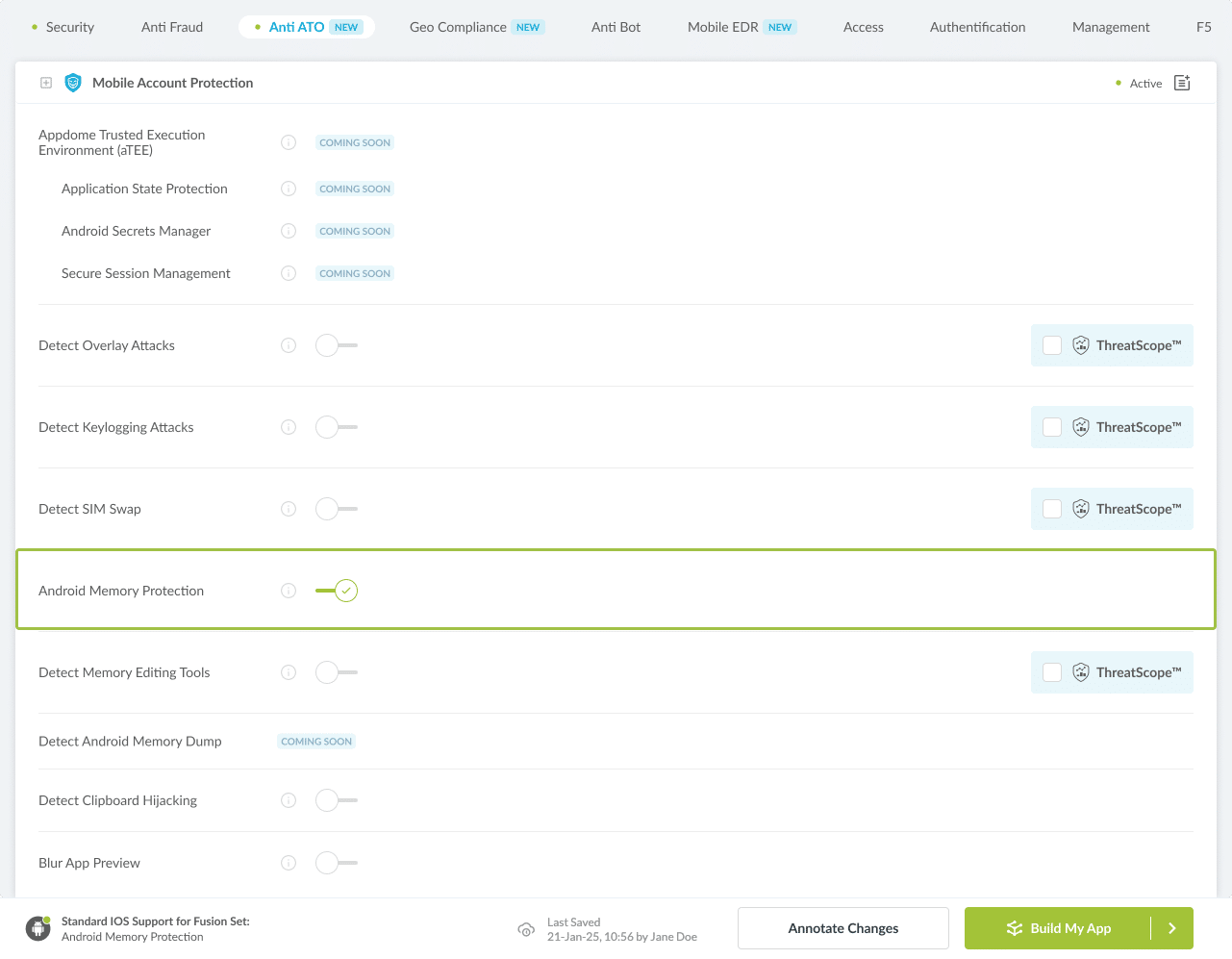 Android Memory Protection option