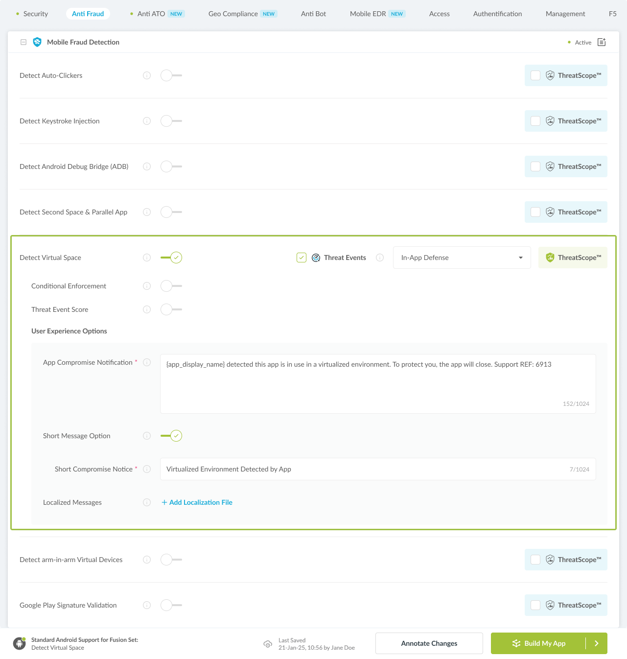 Detect Virtual Space option