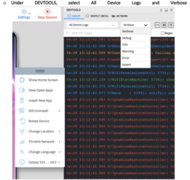 Devtools All Device Logs
