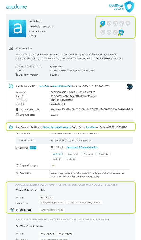 Allow Accessibility with Specified Apps shown in Certificate secure