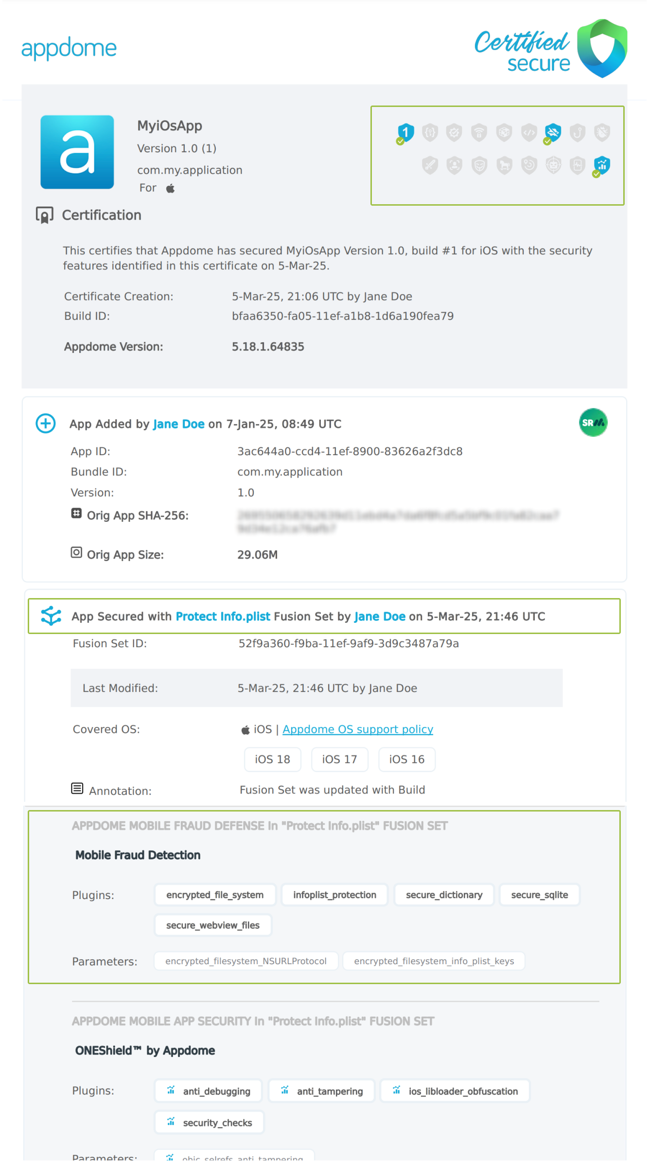 Protect Info.plist shown in Certificate secure