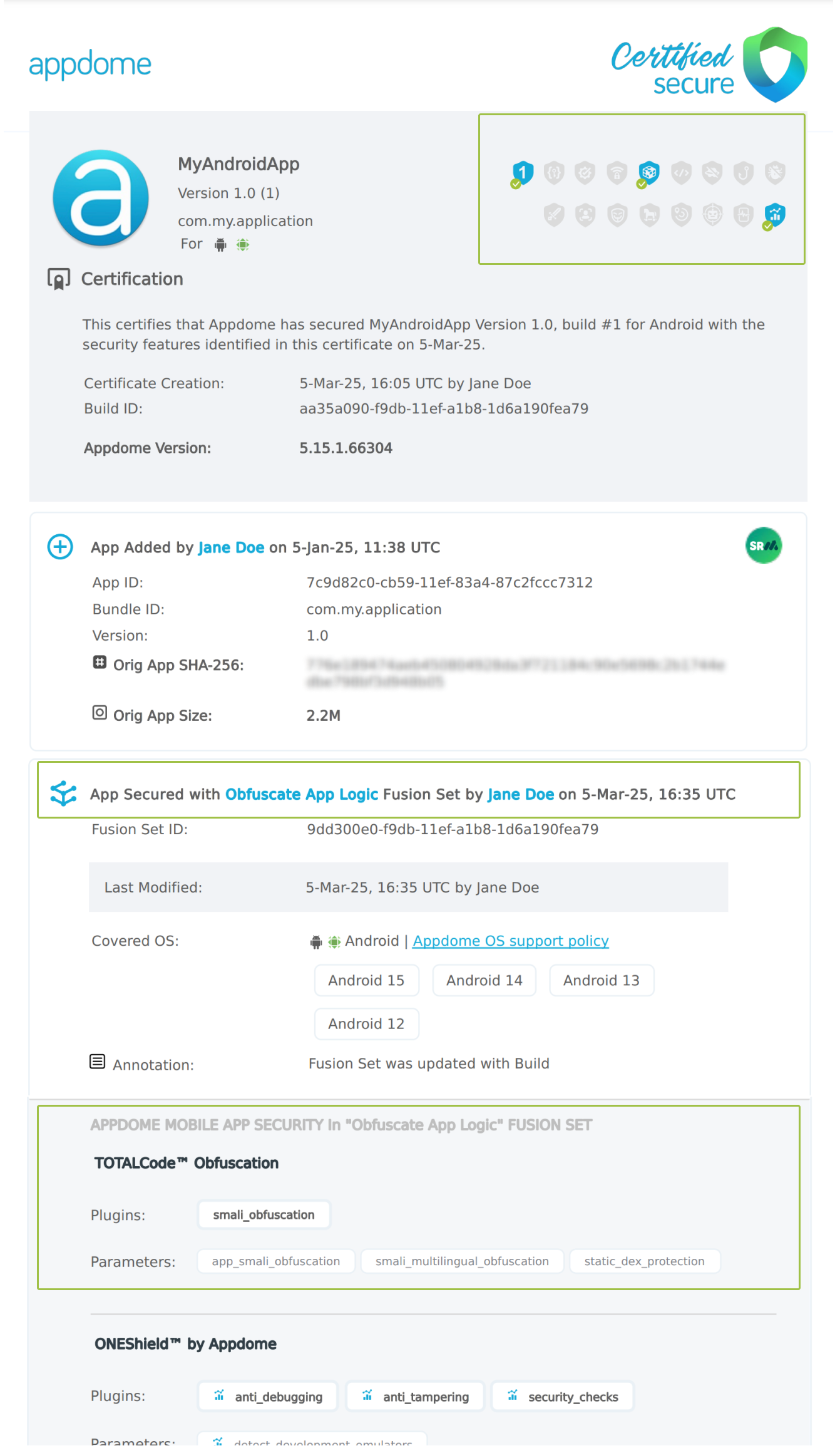 Obfuscate App Logic shown in Certificate secure