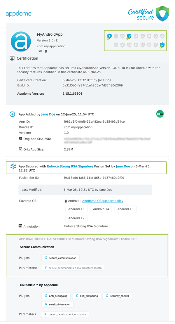 Enforce Strong RSA Signature shown in Certificate secure