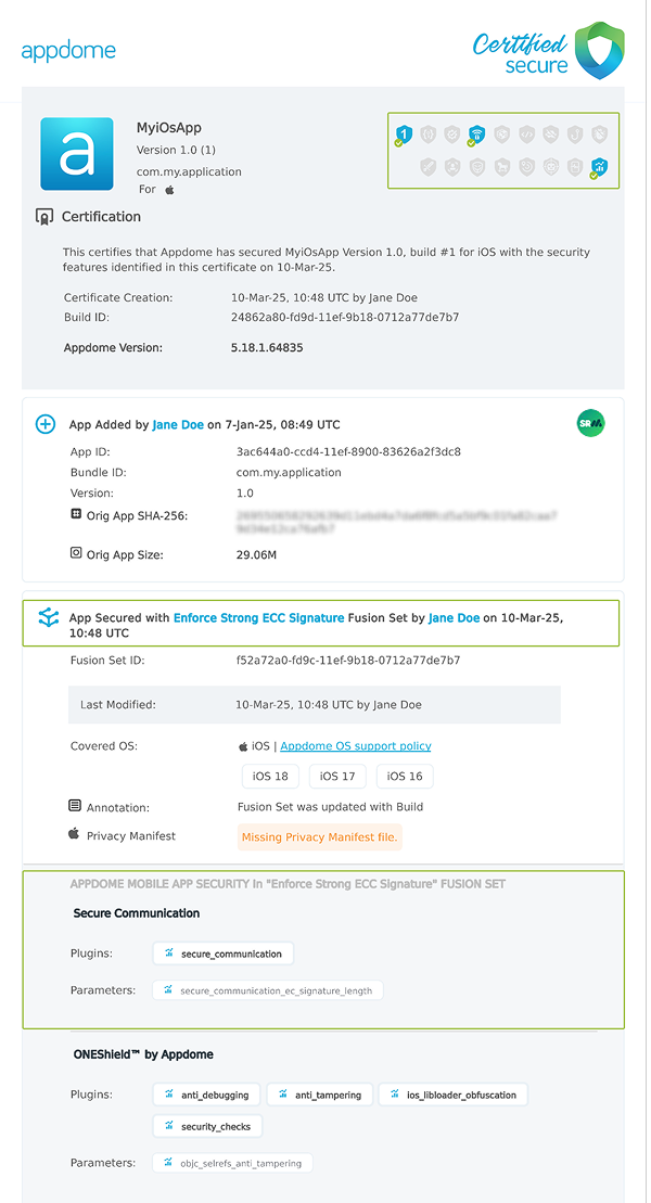 Enforce Strong ECC Signature shown in Certificate secure