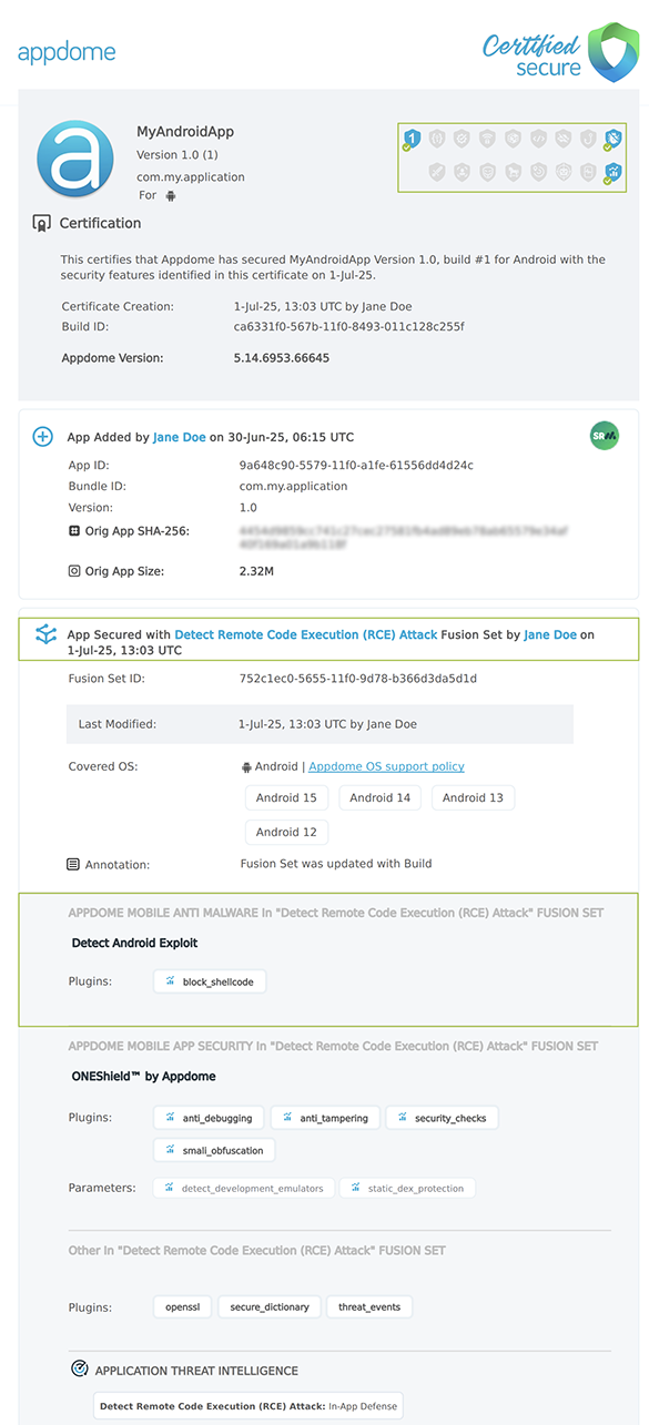 Detect Remote Code Execution (RCE) Attack shown in Certificate secure
