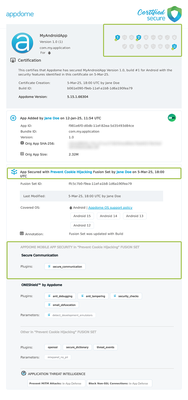 Prevent Cookie Hijacking shown in Certificate secure