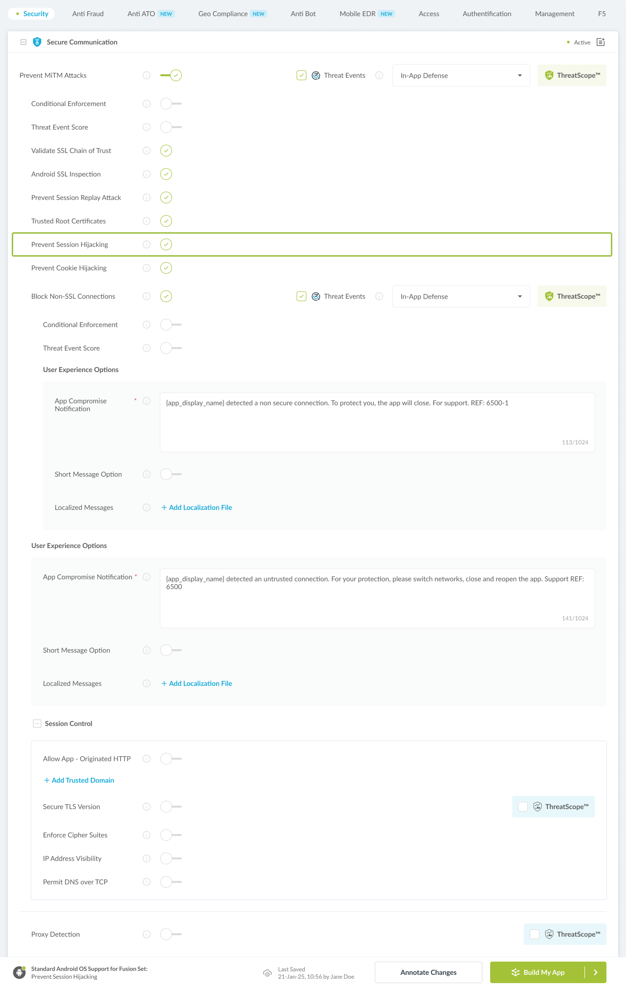 Prevent Session Hijacking option