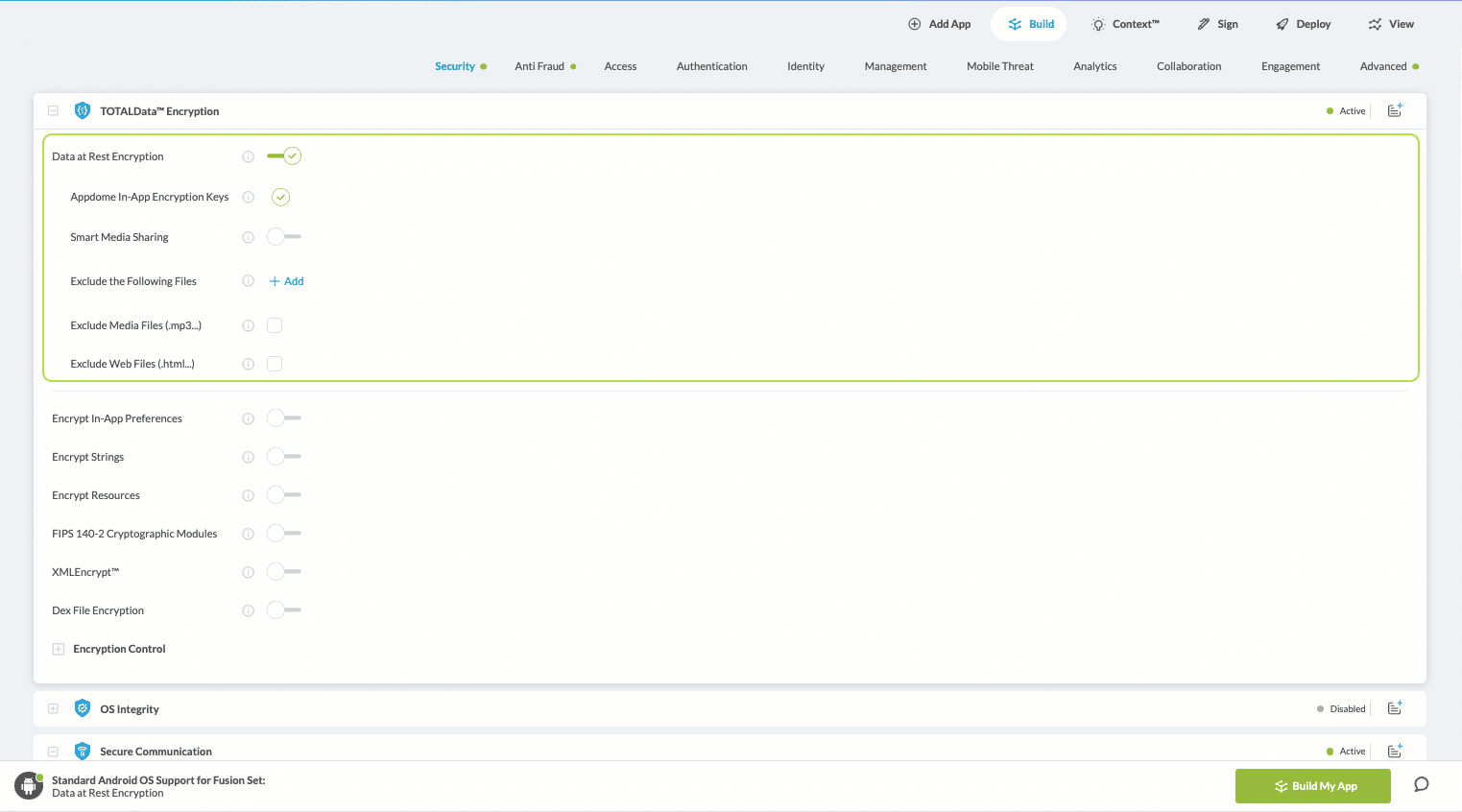 Data at Rest Encryption option