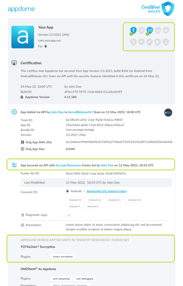 Encrypt Resources shown in Certificate secure