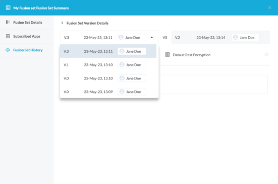 Version Comparison - fusion set history