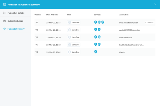 Fusion Set History Tab
