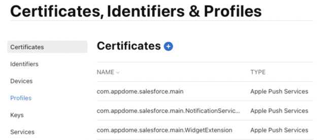 Certificates, Identifiers & Profiles in iOS Dev Center