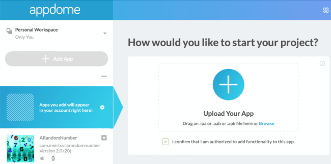 Upload Your App dialog box