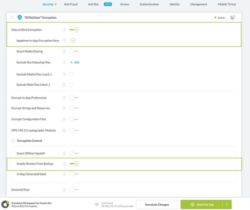 Enable Restore from Backup option