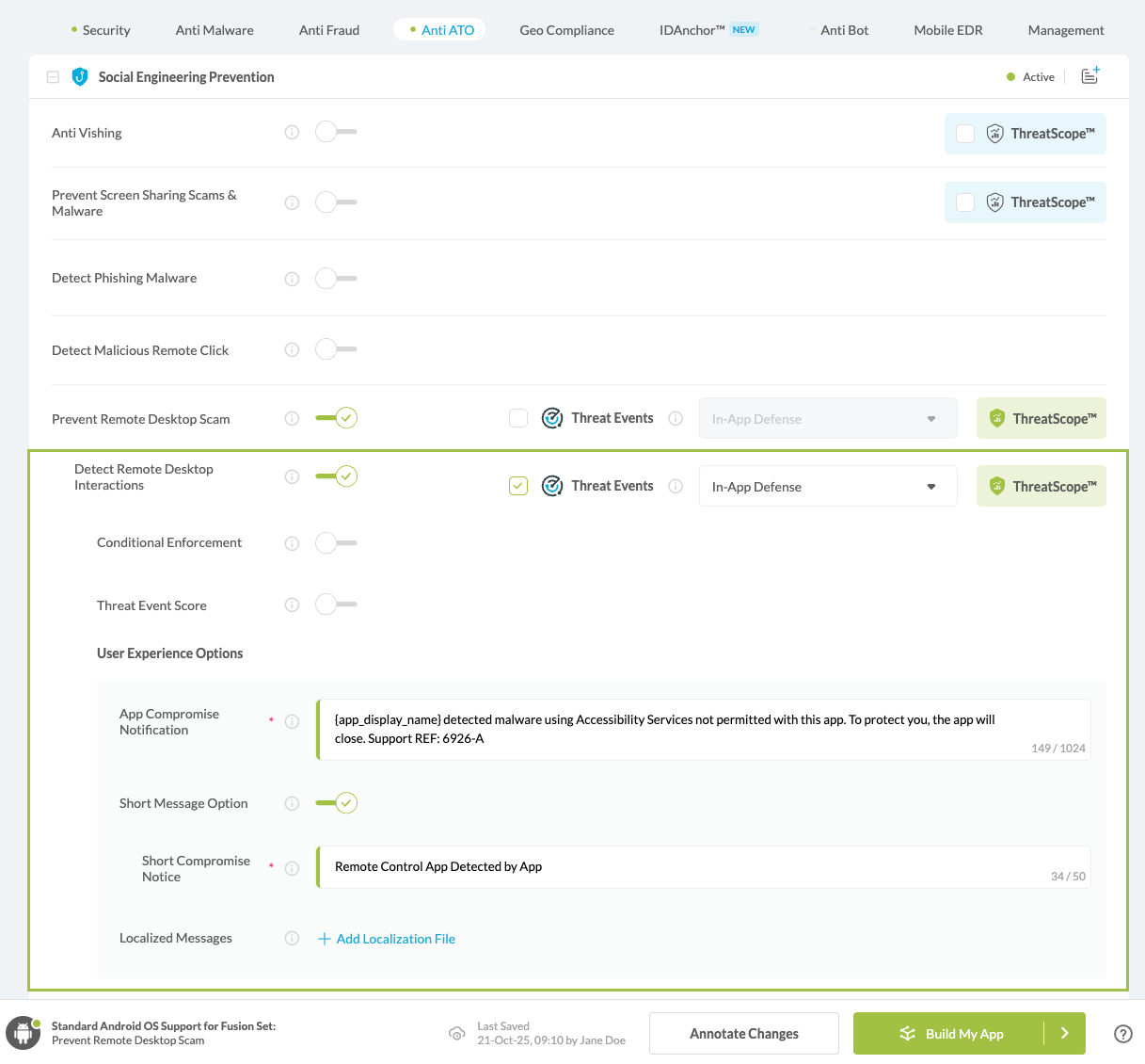 Detect Remote Desktop Interactions option