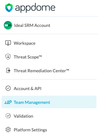 Left Side Menu Team Management