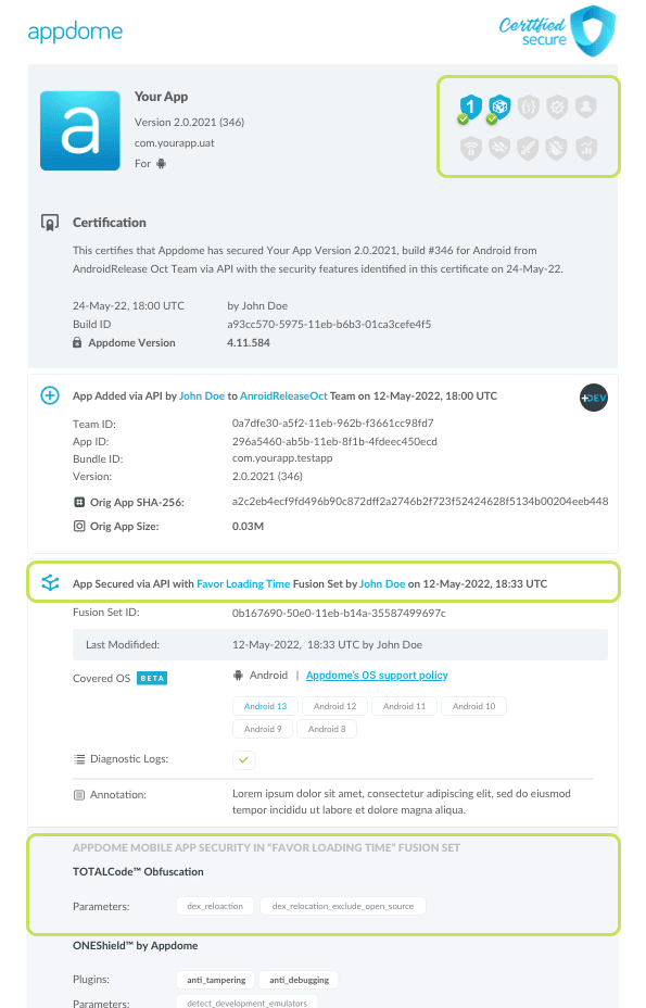 Favor Loading Time shown in Certificate secure