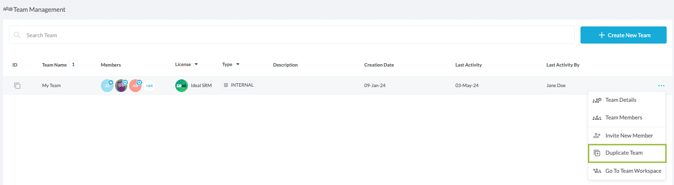 Team Management Duplicate