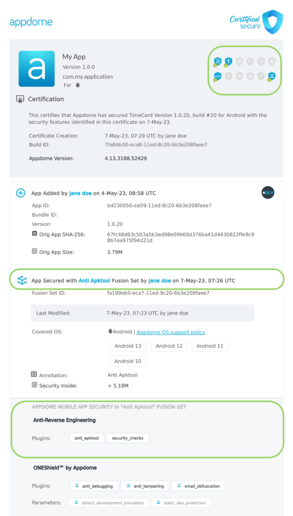 Anti-Apktool shown in Certificate secure