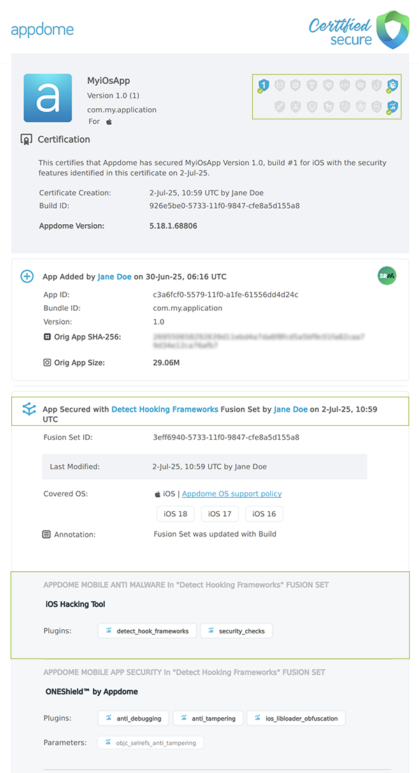 Detect Hooking Frameworks shown in Certificate secure