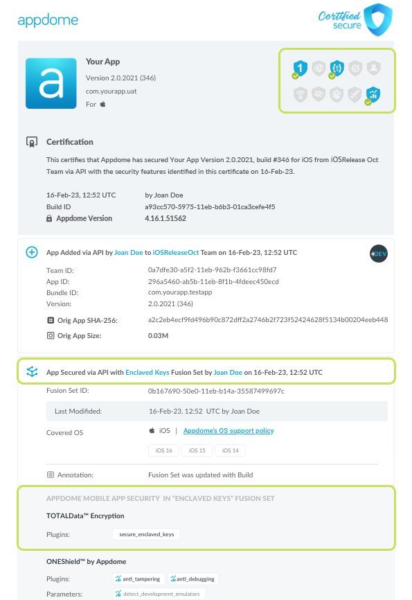Enclaved Keys shown in Certificate secure