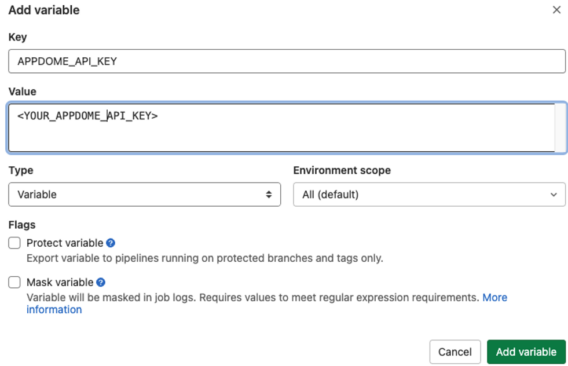 Appdome Integration for GitLab - Add Variable