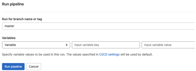 Run pipeline dialog box