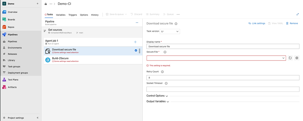 Appdome extension for Azure - Build to secure task 1