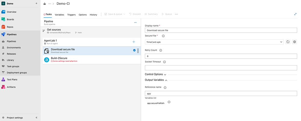Appdome extension for Azure - Build to secure task 2