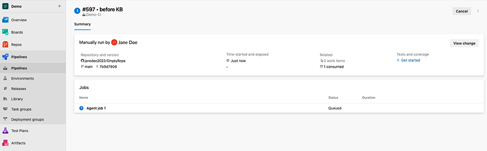 Appdome extension for Azure - pipeline job page