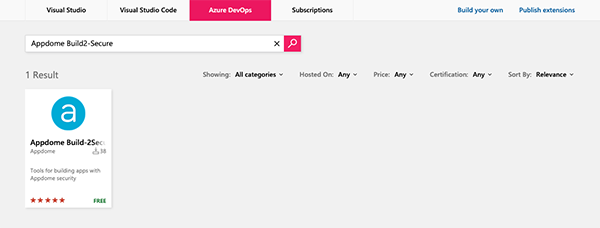 Appdome extension for Azure - select Appdome extension