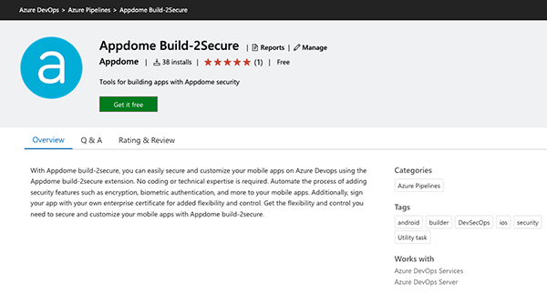 Appdome extension for Azure - Appdome extension details