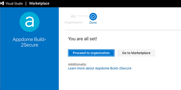 Appdome extension for Azure - Appdome extension installed
